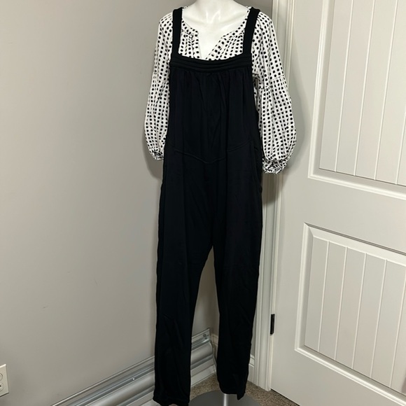 Revolve x Bobi Los Angleles Quilted Overall Romper Black Sleeveless Sz XL NEW - Picture 2 of 12